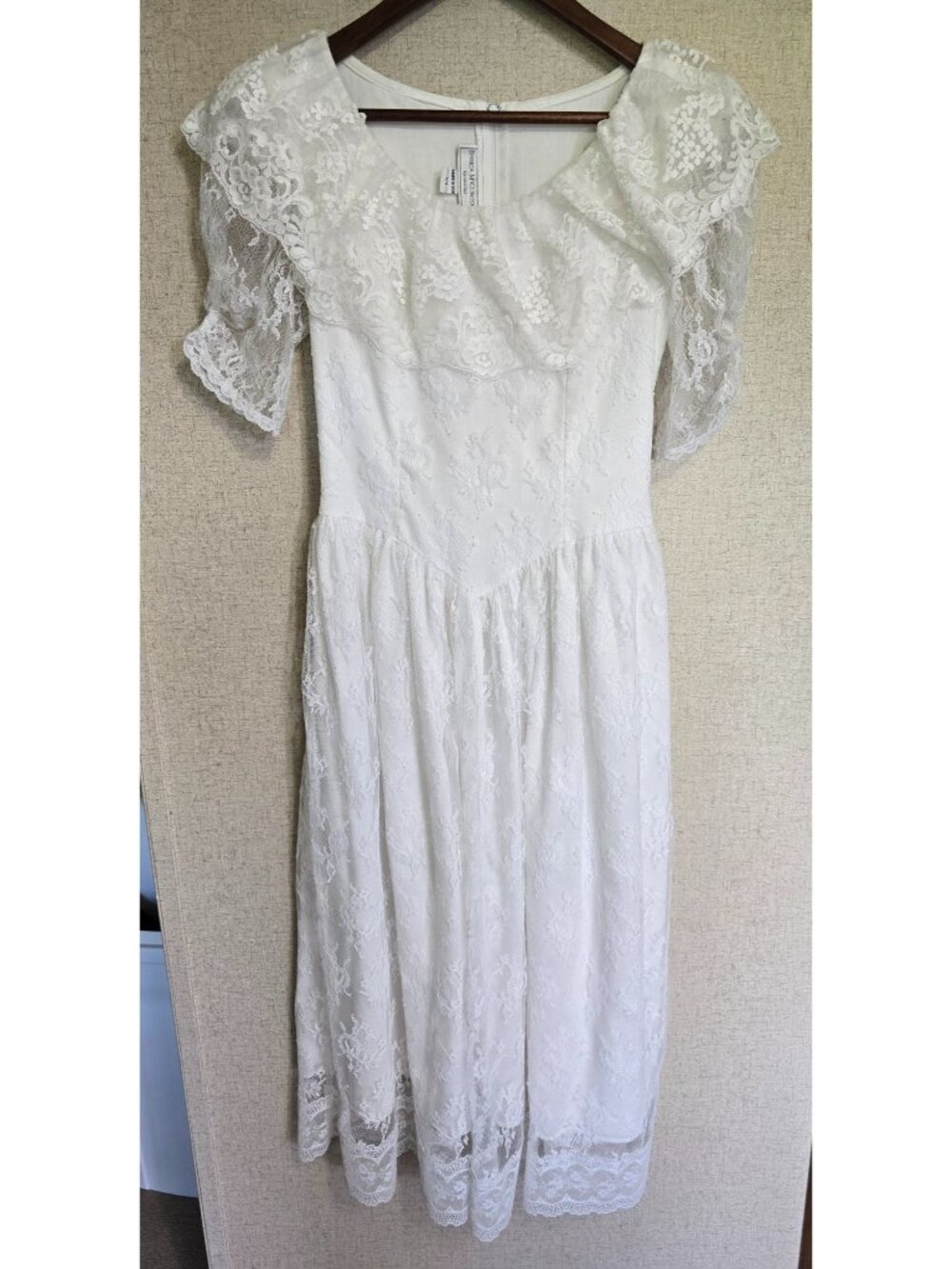 Jessica McClintock Gunne Sax Size 3/4 White Lace Prairie Dress Wedding